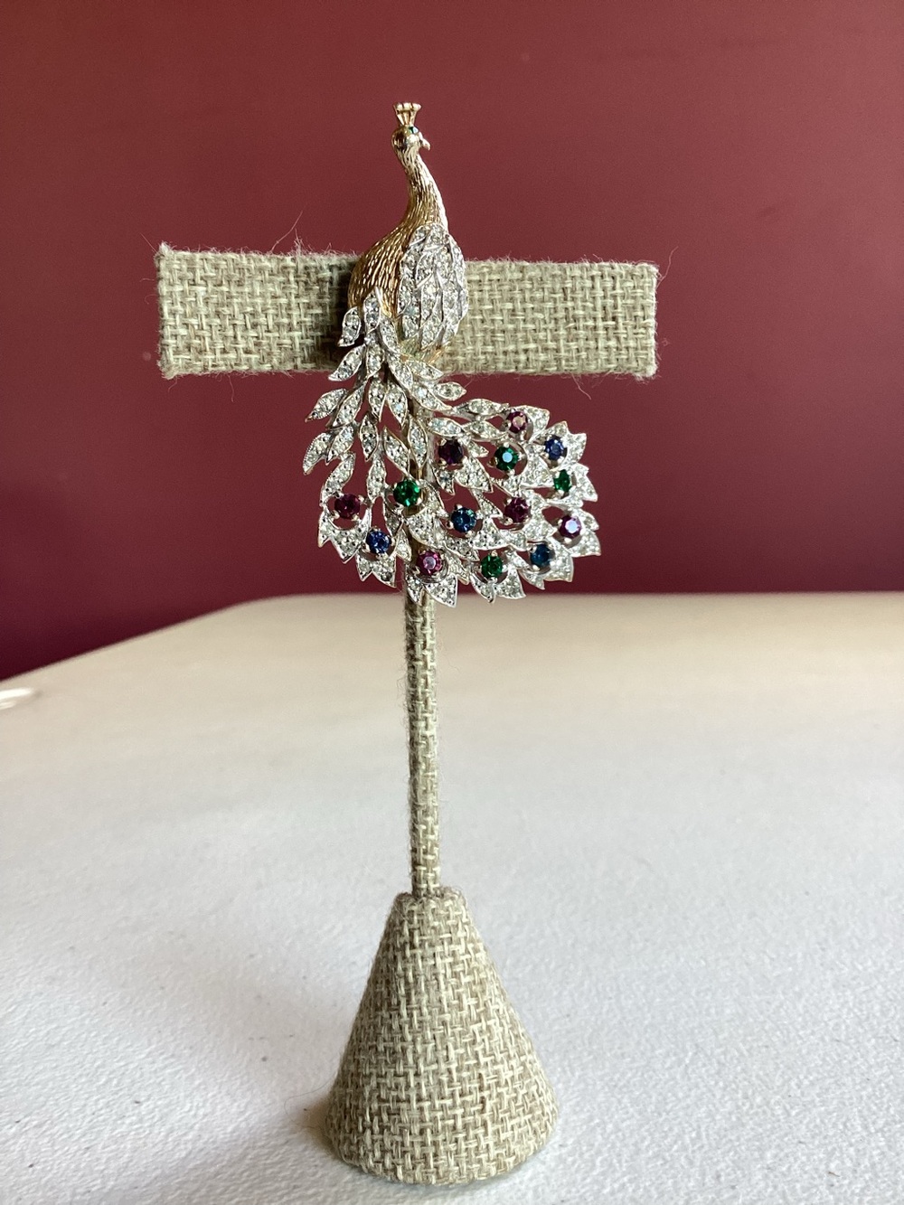 Vintage Signed Panetta Pave Crystal Rhinestone Peacock Brooch